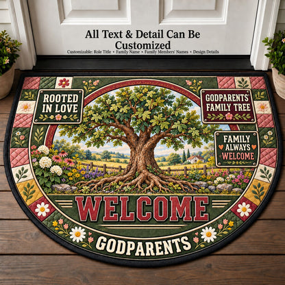 Godparents' Family Tree Personalized Half Round Mat | 5To9Vibe