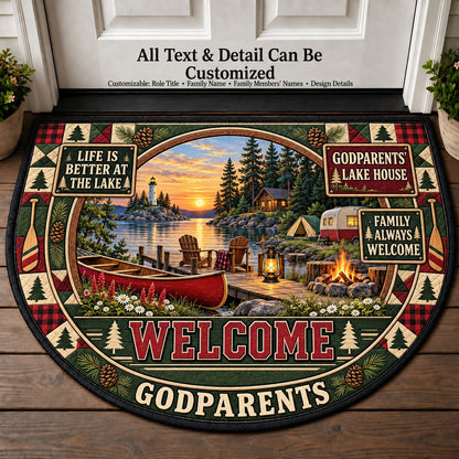 Godparents' Lake House Personalized Half Round Mat | 5To9Vibe