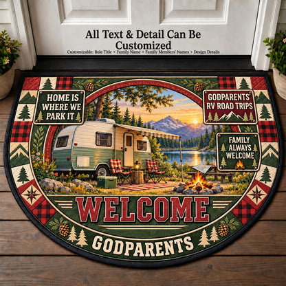 Godparents' RV Road Trips Personalized Half Round Mat | 5To9Vibe