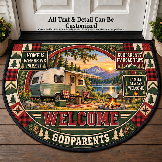 Godparents' RV Road Trips Personalized Half Round Mat | 5To9Vibe