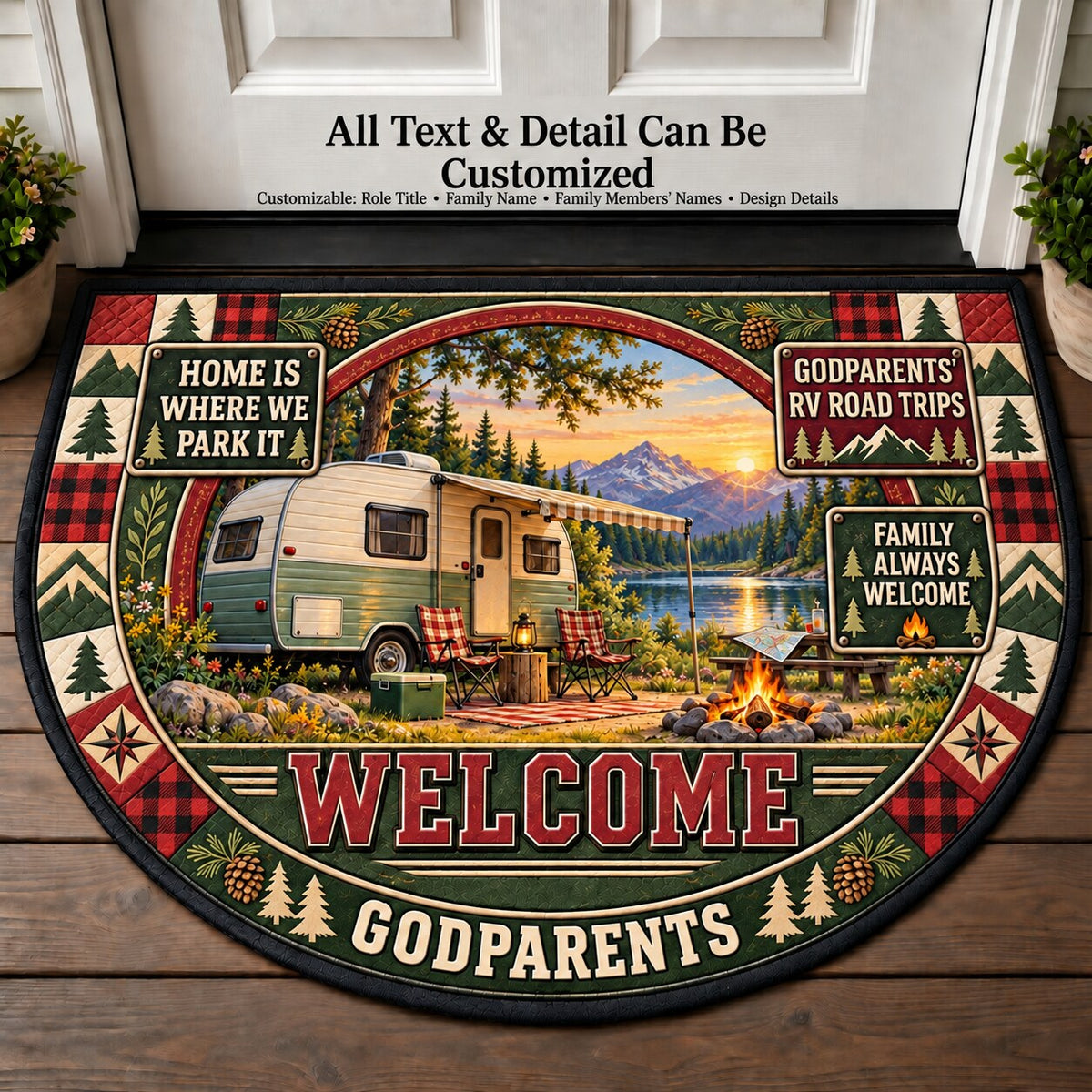 Godparents' RV Road Trips Personalized Half Round Mat | 5To9Vibe