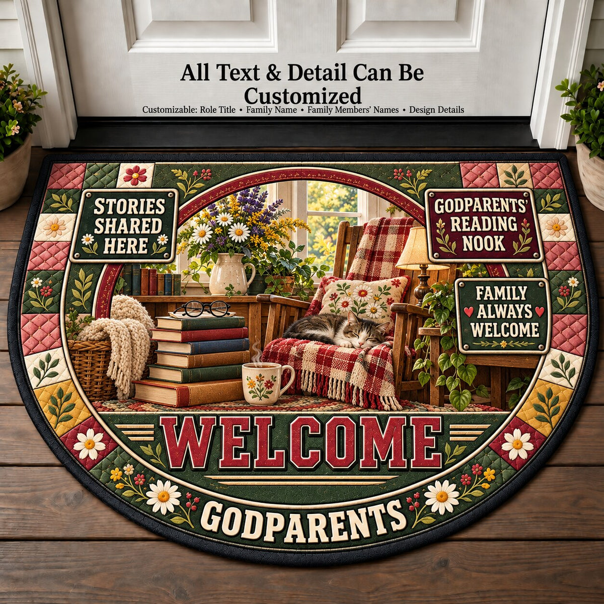 Godparents' Reading Nook Personalized Half Round Mat | 5To9Vibe