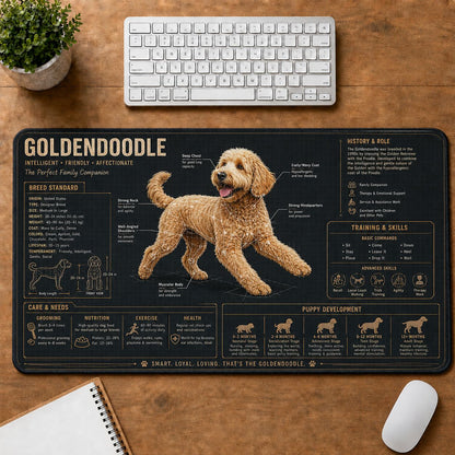 Goldendoodle Dog Breed Visual Guide Desk Mat | 5To9Vibe