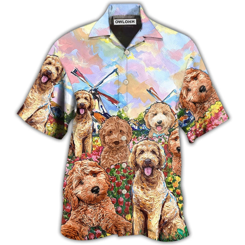 Hawaiian Shirt / Adults / S Goldendoodle Dog With Flowers - Hawaiian Shirt 