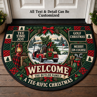 Golf Christmas Personalized Half Round Mat | 5To9Vibe