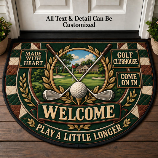 Golf Clubhouse Personalized Half Round Mat | 5To9Vibe