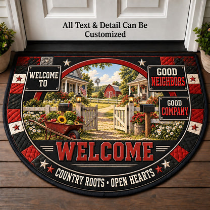 Good Neighbors Personalized Half Round Mat | 5To9Vibe