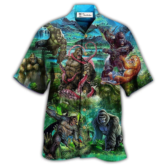 Hawaiian Shirt / Adults / S Gorilla Is The King Of The Jungle Cool - Hawaiian Shirt 