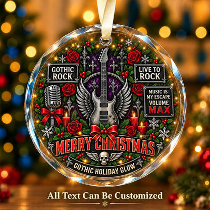 Gothic Rock Personalized Glass Ornament | 5To9Vibe