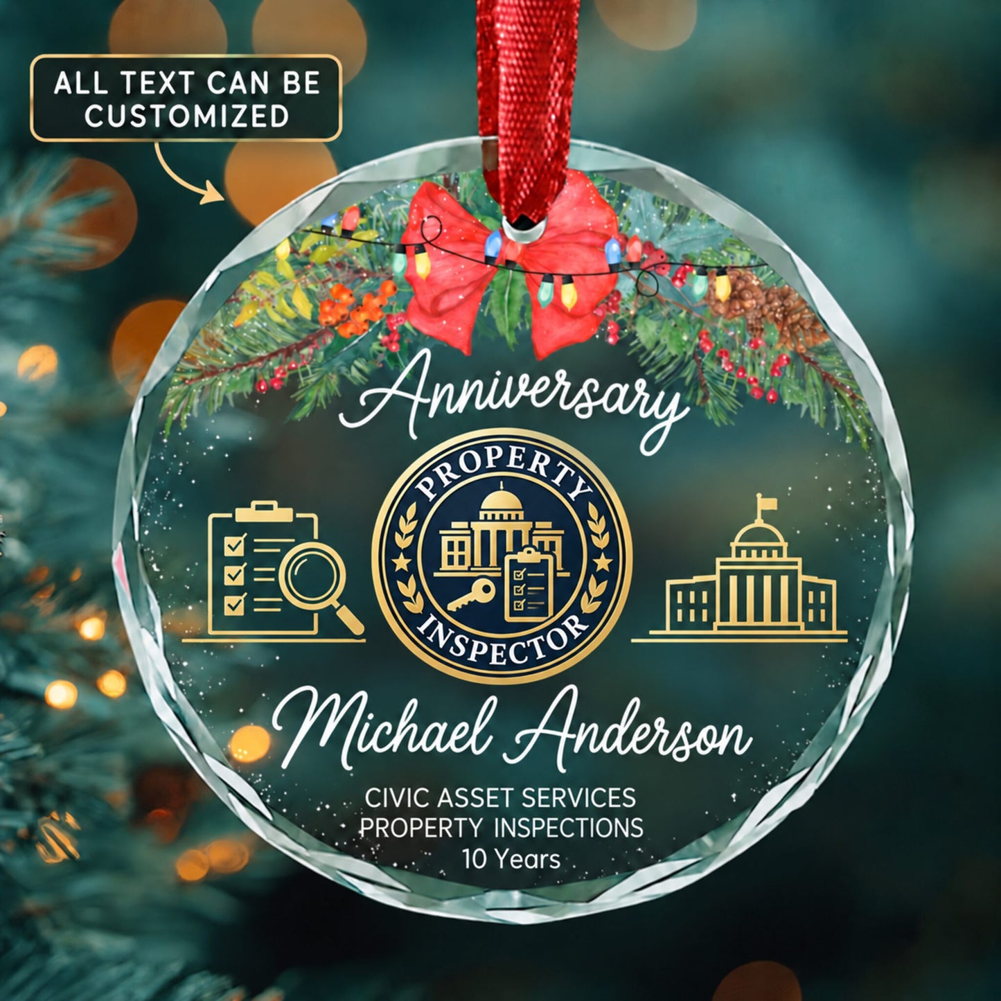 Government Property Inspectors and Investigators Personalized Glass Ornament | 5To9Vibe