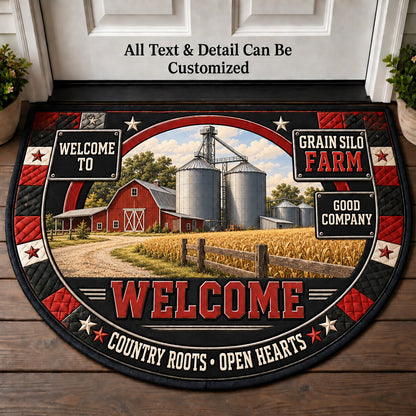 Grain Silo Farm Personalized Half Round Mat | 5To9Vibe