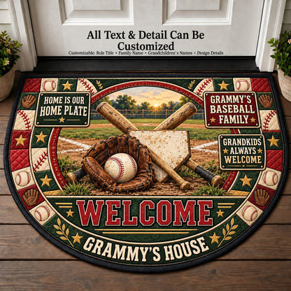 Grammy's Baseball Family Personalized Half Round Mat | 5To9Vibe