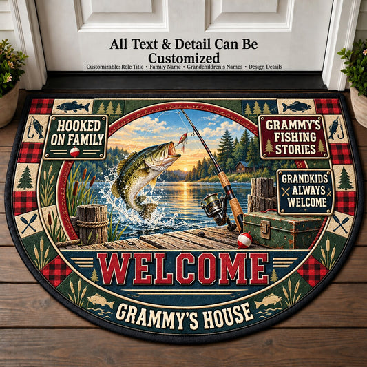 Grammy's Fishing Stories Personalized Half Round Mat | 5To9Vibe