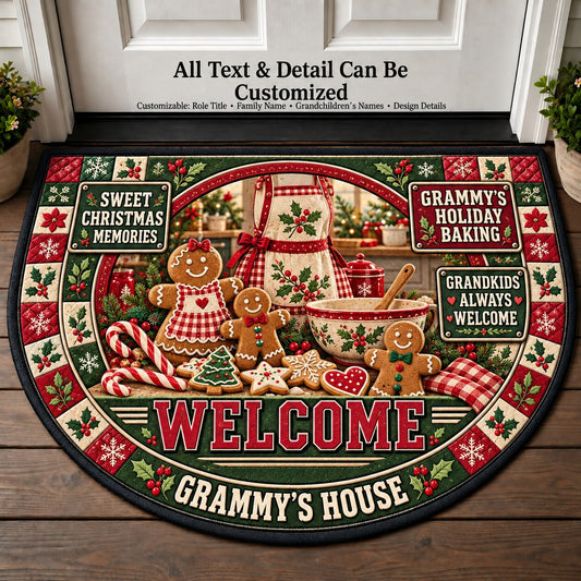 Grammy's Holiday Baking Personalized Half Round Mat | 5To9Vibe