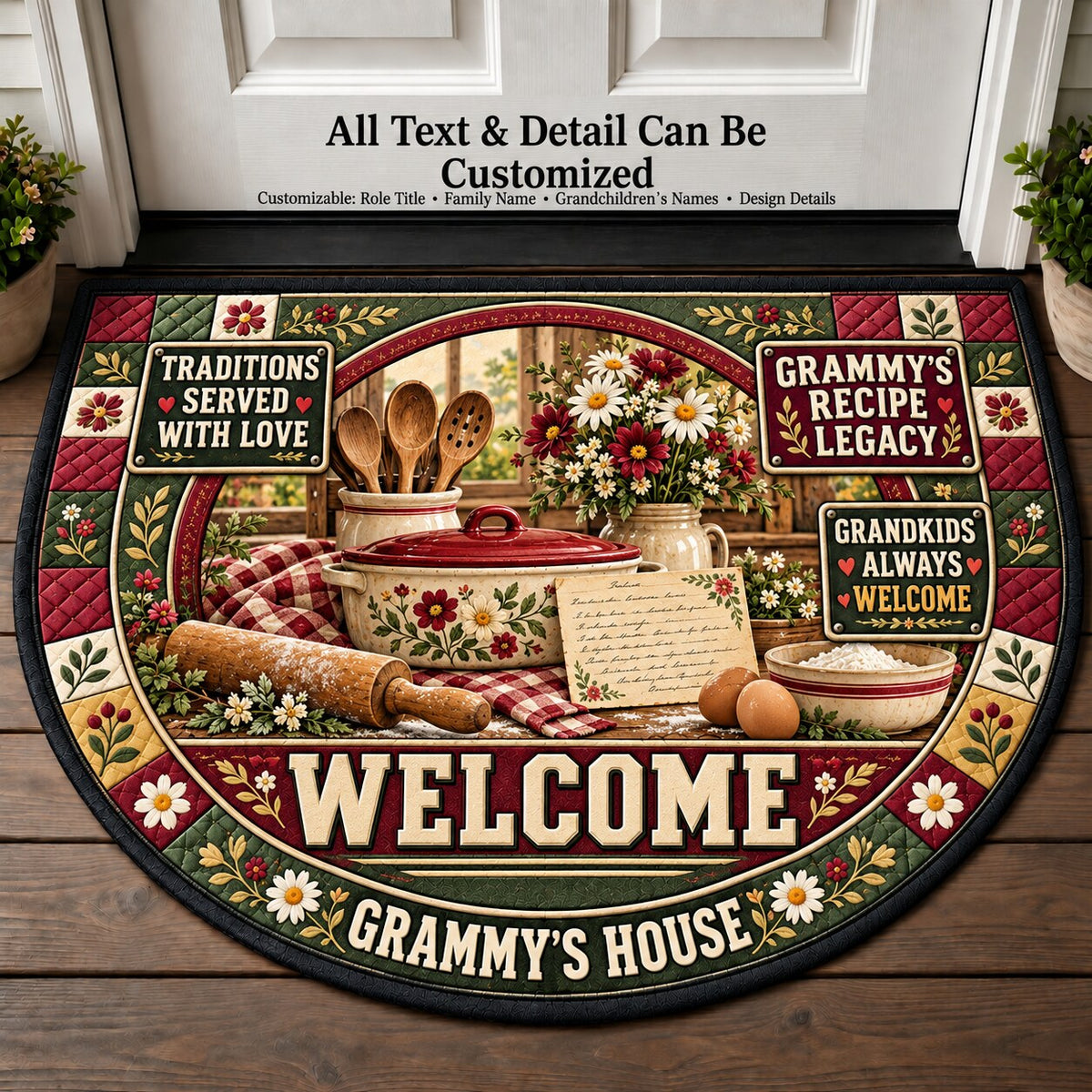Grammy's Recipe Legacy Personalized Half Round Mat | 5To9Vibe