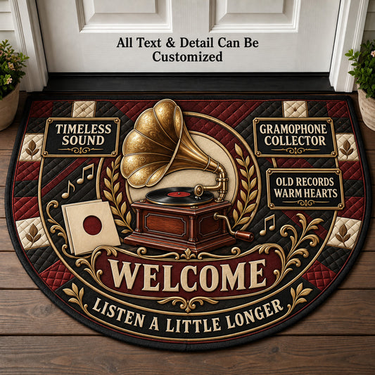 Gramophone Collector Personalized Half Round Mat | 5To9Vibe