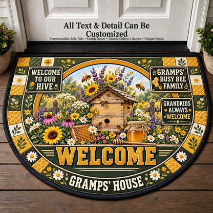 Gramps' Busy Bee Family Personalized Half Round Mat | 5To9Vibe
