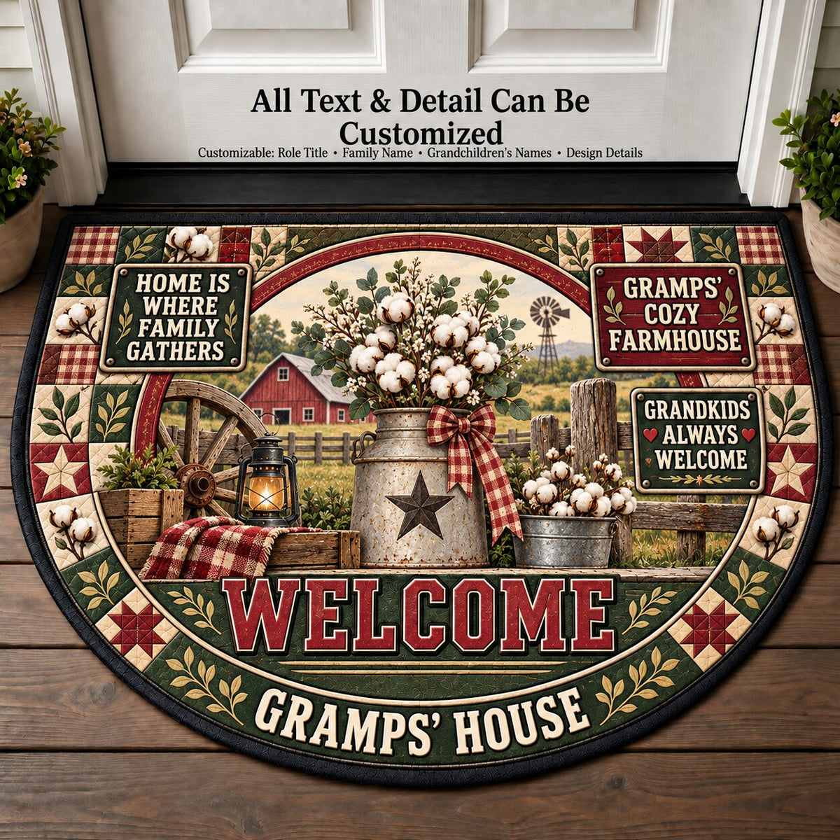 Gramps' Cozy Farmhouse Personalized Half Round Mat | 5To9Vibe