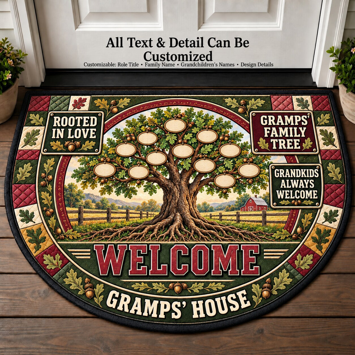 Gramps' Family Tree Personalized Half Round Mat | 5To9Vibe