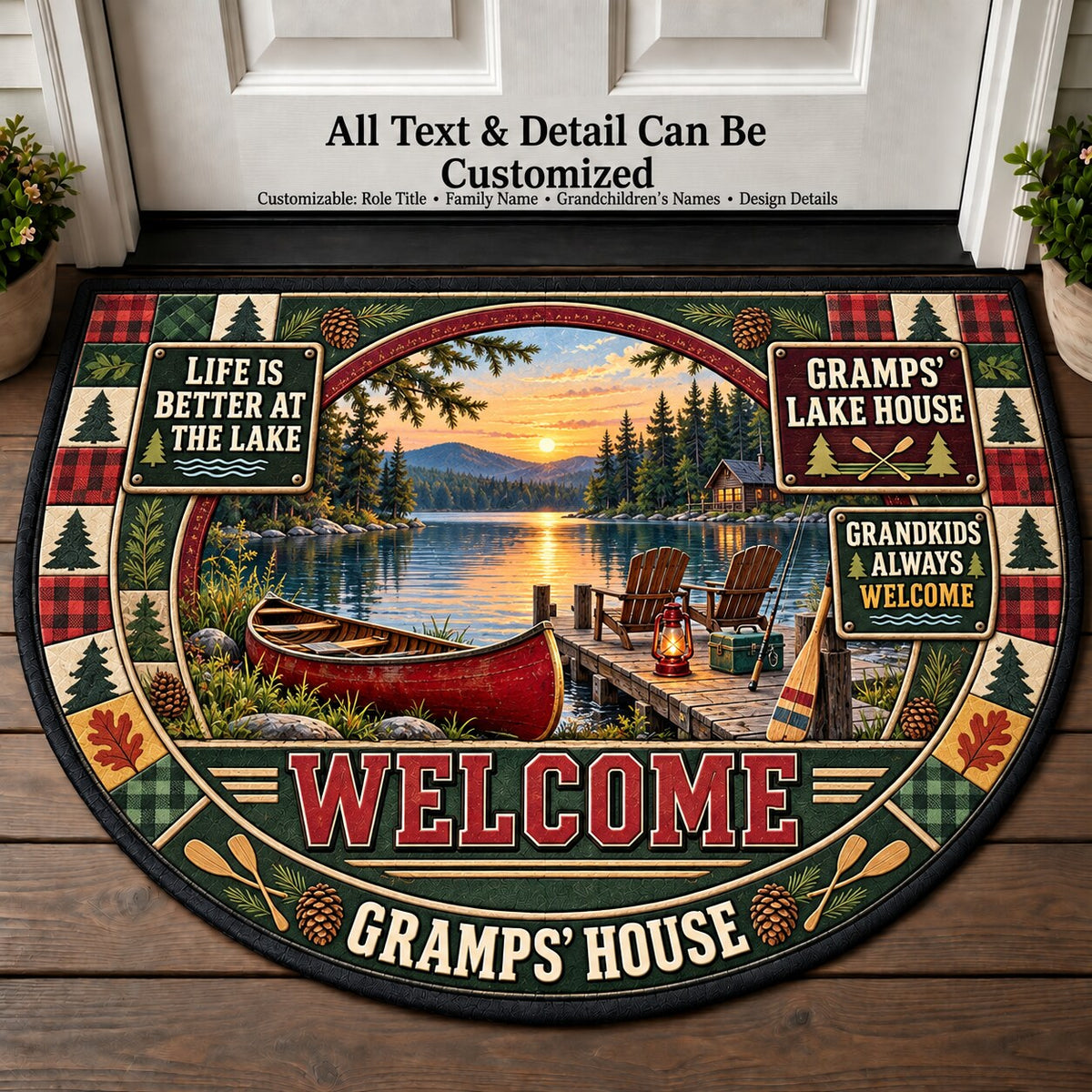 Gramps' Lake House Personalized Half Round Mat | 5To9Vibe