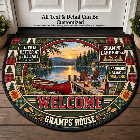 Gramps' Lake House Personalized Half Round Mat | 5To9Vibe