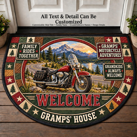 Gramps' Motorcycle Adventures Personalized Half Round Mat | 5To9Vibe