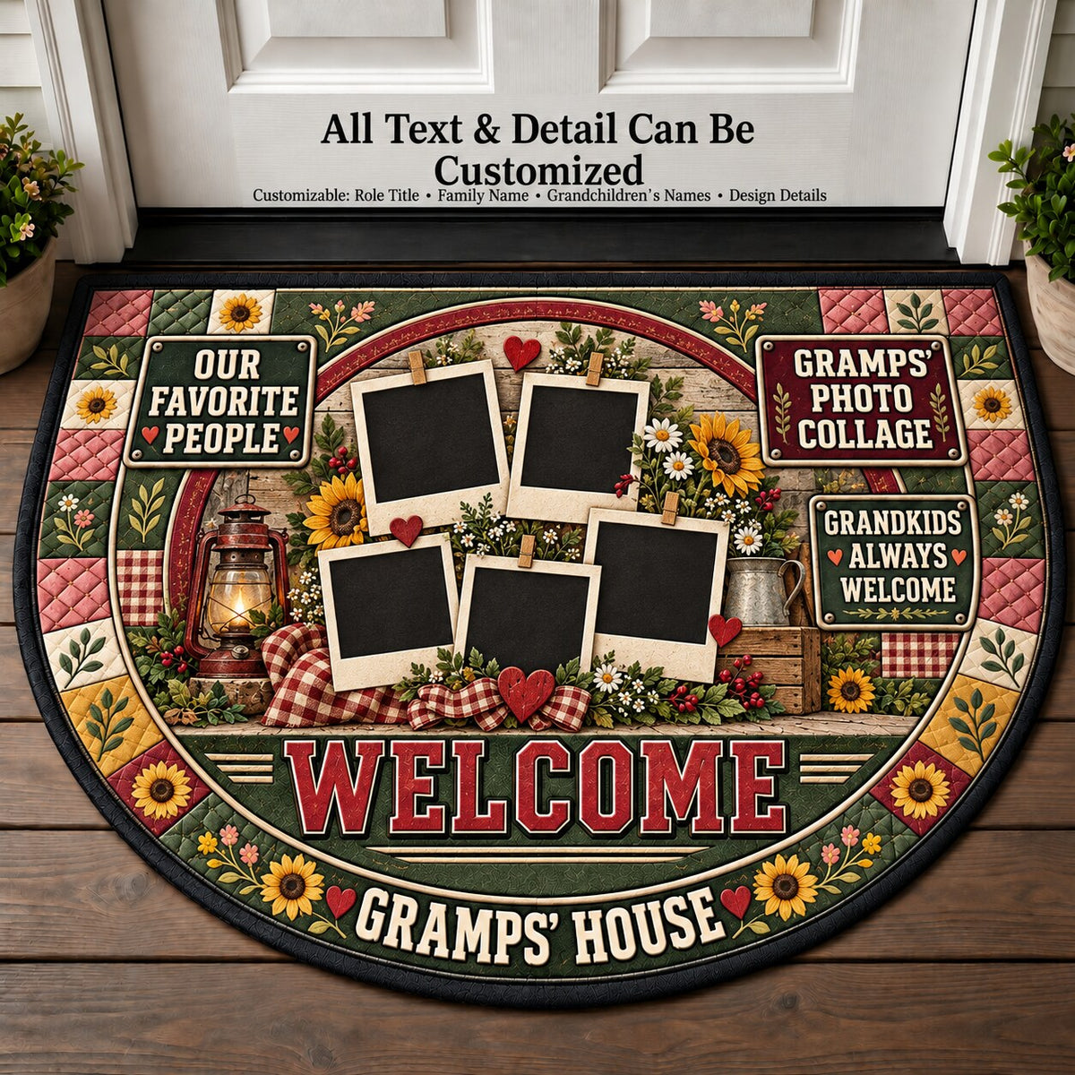 Gramps' Photo Collage Personalized Half Round Mat | 5To9Vibe