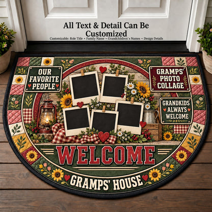 Gramps' Photo Collage Personalized Half Round Mat | 5To9Vibe