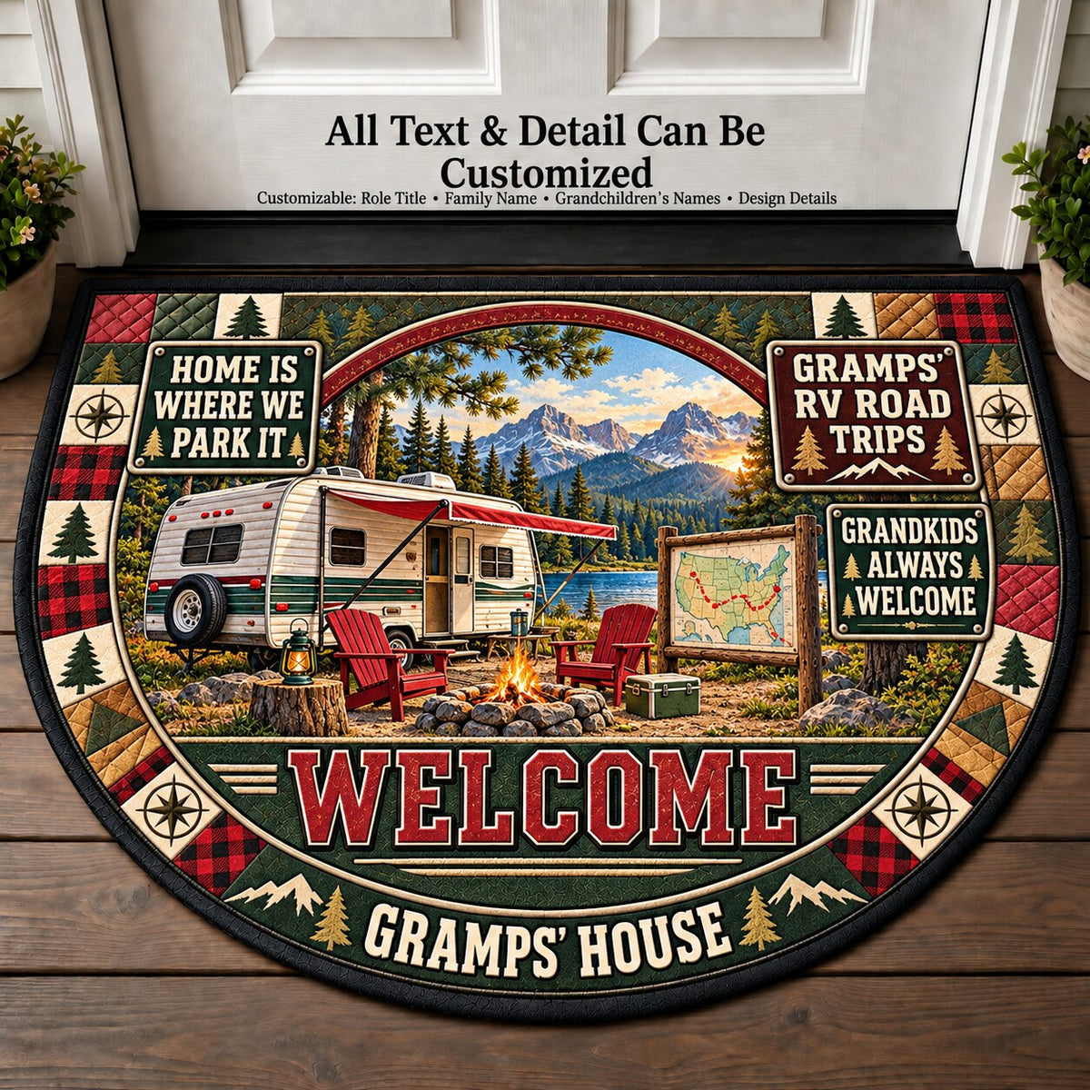 Gramps' RV Road Trips Personalized Half Round Mat | 5To9Vibe