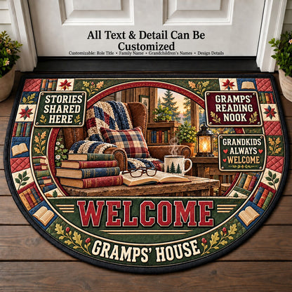 Gramps' Reading Nook Personalized Half Round Mat | 5To9Vibe