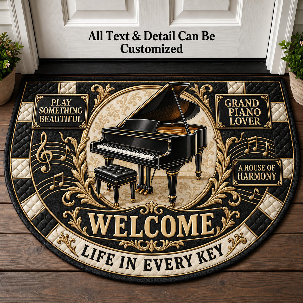 Grand Piano Lover Personalized Half Round Mat | 5To9Vibe