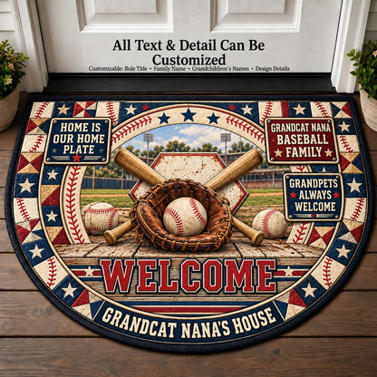 Grandcat Nana's Baseball Family Personalized Half Round Mat | 5To9Vibe