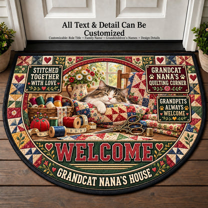 Grandcat Nana's Quilting Corner Personalized Half Round Mat | 5To9Vibe
