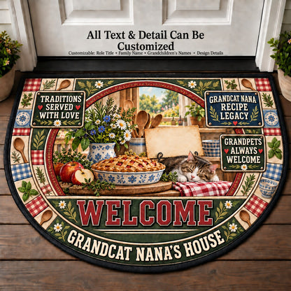 Grandcat Nana's Recipe Legacy Personalized Half Round Mat | 5To9Vibe