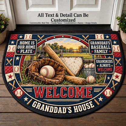 Granddad's Baseball Family Personalized Half Round Mat | 5To9Vibe