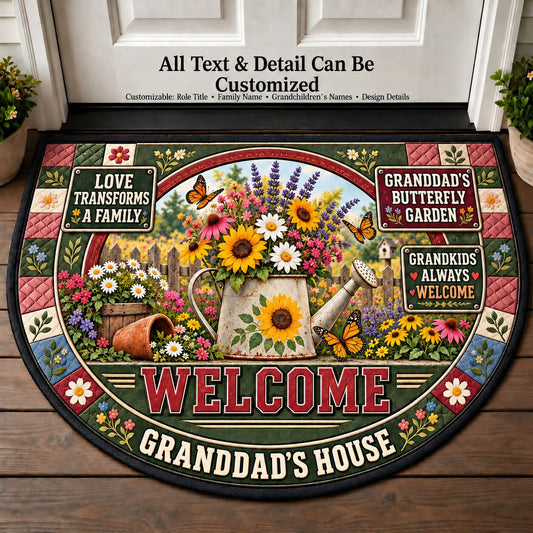 Granddad's Butterfly Garden Personalized Half Round Mat | 5To9Vibe