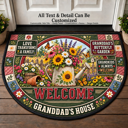 Granddad's Butterfly Garden Personalized Half Round Mat | 5To9Vibe