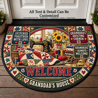 Granddad's Quilting Corner Personalized Half Round Mat | 5To9Vibe