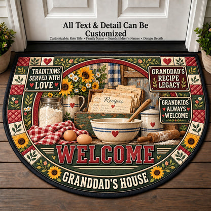 Granddad's Recipe Legacy Personalized Half Round Mat | 5To9Vibe