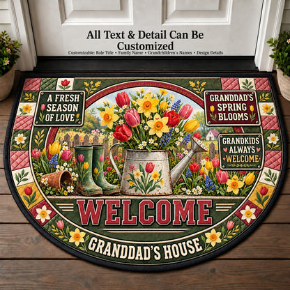 Granddad's Spring Blooms Personalized Half Round Mat | 5To9Vibe