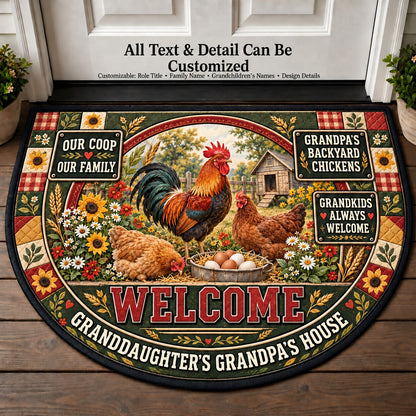Granddaughter's Grandpa's Backyard Chickens Personalized Half Round Mat | 5To9Vibe
