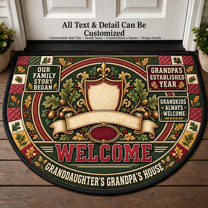 Granddaughter's Grandpa's Established Year Personalized Half Round Mat | 5To9Vibe