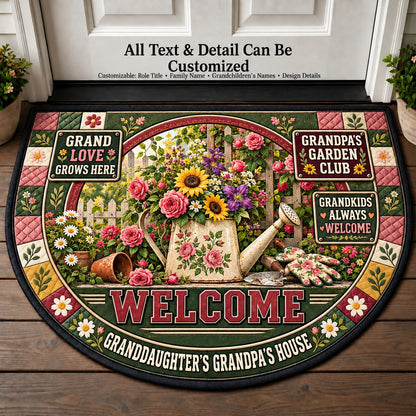 Granddaughter's Grandpa's Garden Club Personalized Half Round Mat | 5To9Vibe