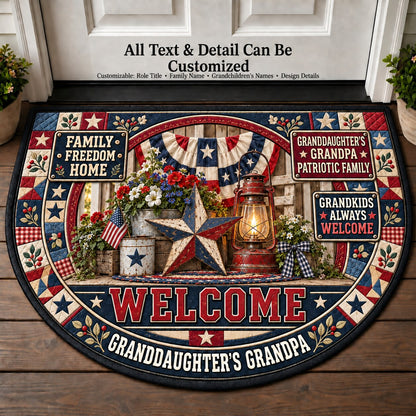 Granddaughter's Grandpa's Patriotic Family Personalized Half Round Mat | 5To9Vibe