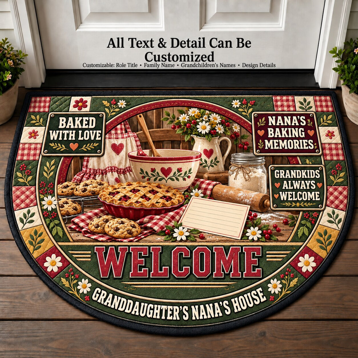 Granddaughter's Nana's Baking Memories Personalized Half Round Mat | 5To9Vibe