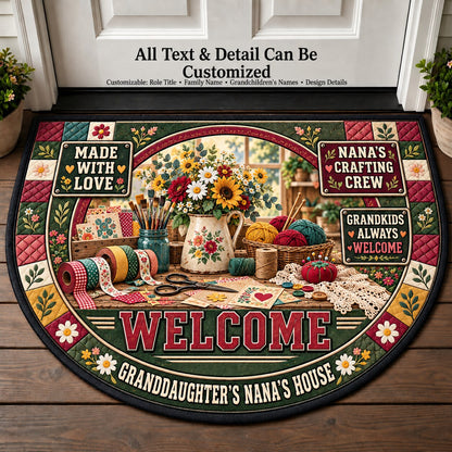 Granddaughter's Nana's Crafting Crew Personalized Half Round Mat | 5To9Vibe