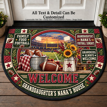 Granddaughter's Nana's Football Sundays Personalized Half Round Mat | 5To9Vibe