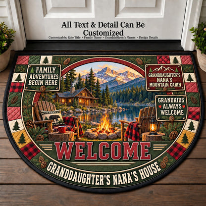 Granddaughter's Nana's Mountain Cabin Personalized Half Round Mat | 5To9Vibe