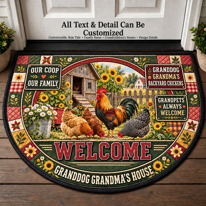 Granddog Grandma's Backyard Chickens Personalized Half Round Mat | 5To9Vibe