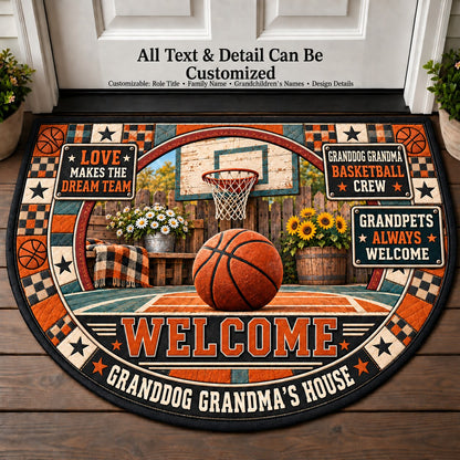 Granddog Grandma's Basketball Crew Personalized Half Round Mat | 5To9Vibe